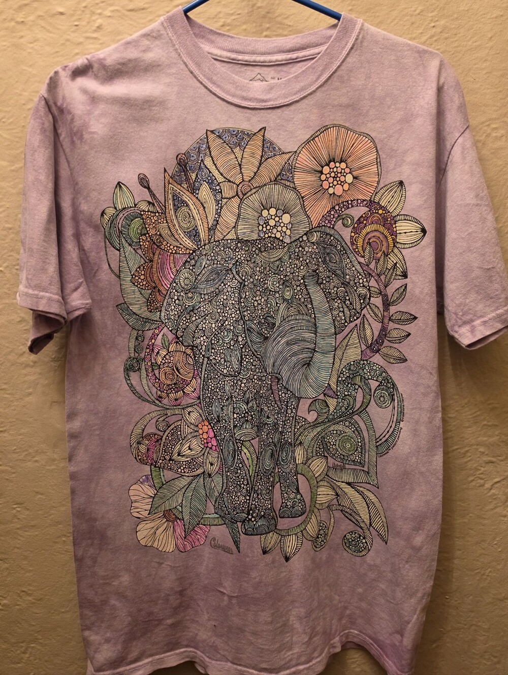The Mountain Elephant Purple Tie-Dye Graphic Tee M African Lion Safari Shirt